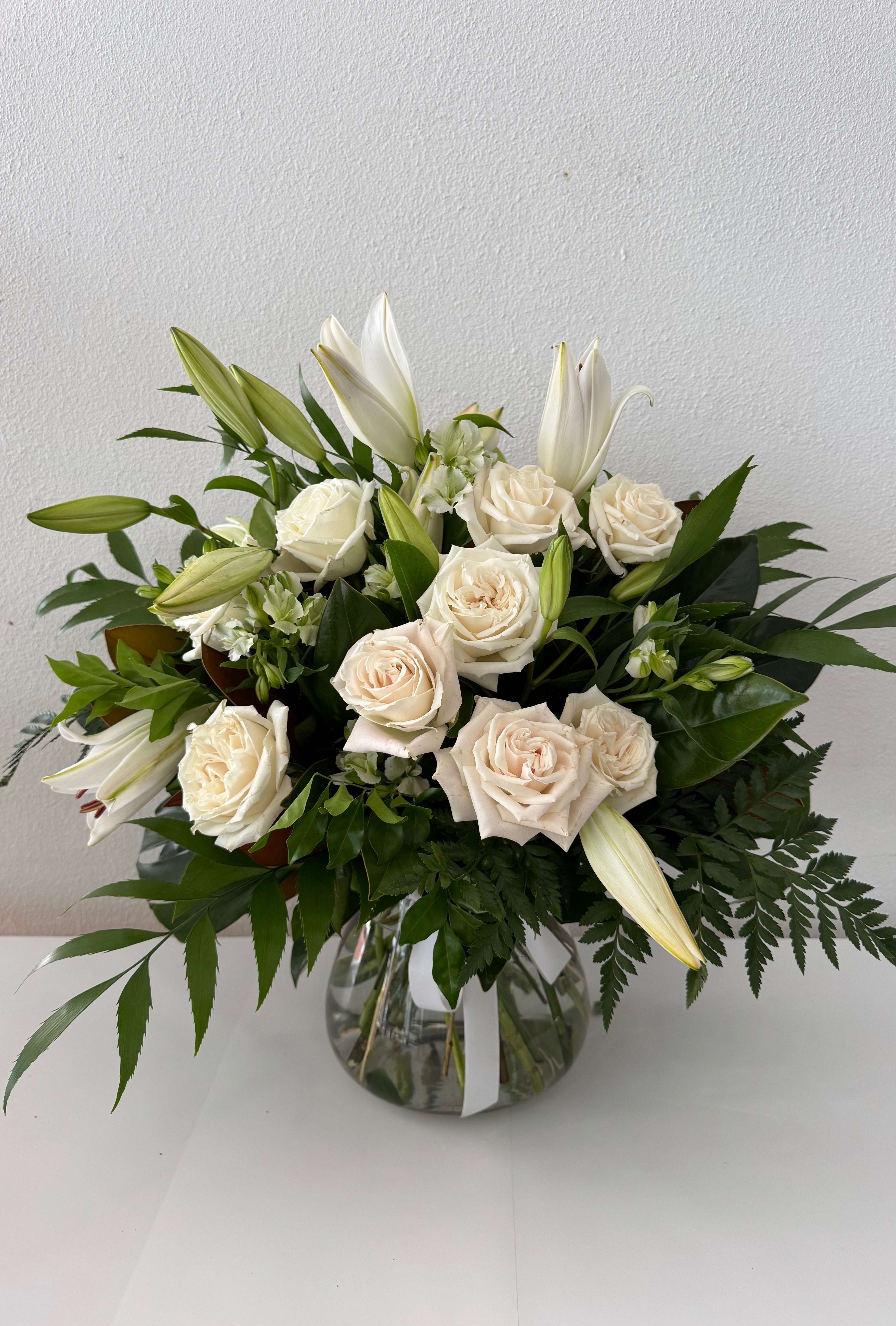 Bouquet Of White Roses, and Lilies